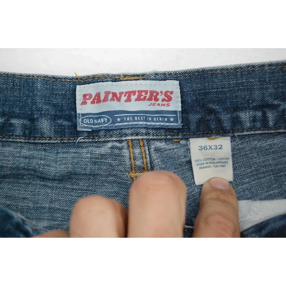 Vintage Y2K Old‎ Navy Painters Jeans Mens 36x32 Blue Medium Wash Relaxed Baggy